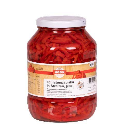 Tomatenpaprika in Streifen, 1110 g Glas
