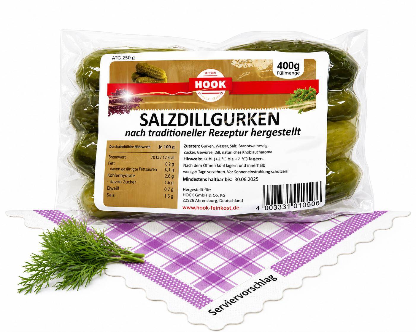 Salzdillgurken, 6 x 400 g Beutel