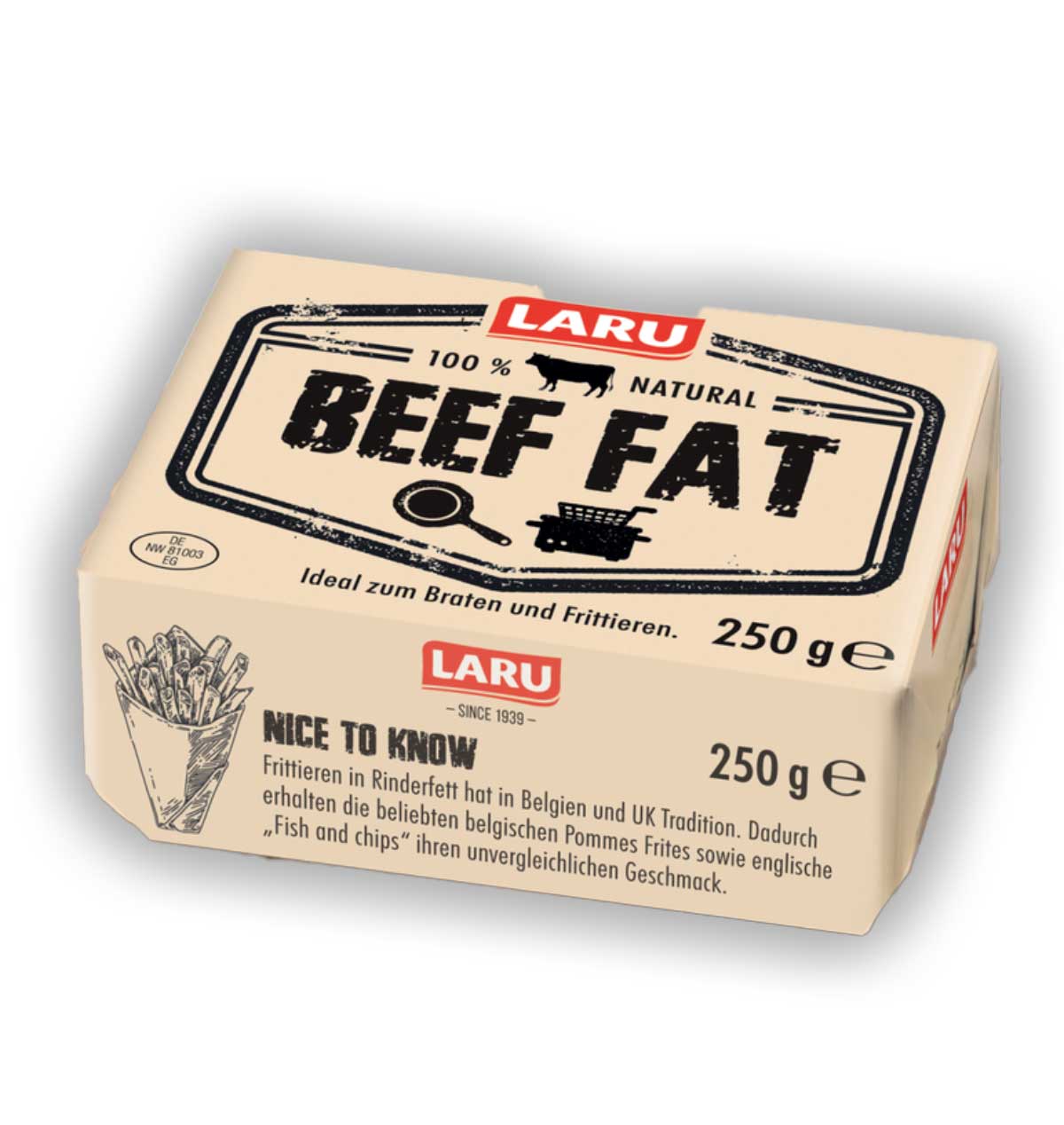LARU - Rinderfett, 4 x 250 g Packung