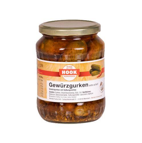 Gewürzgurken extra scharf, 6 x 360 g Glas