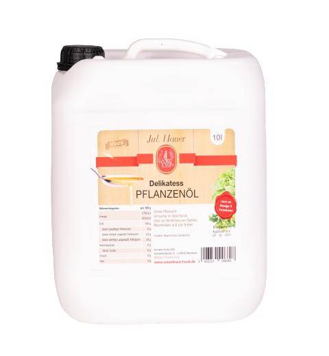 Hauer - Delikatess Pflanzenöl (Raps), 10 Liter Kanister