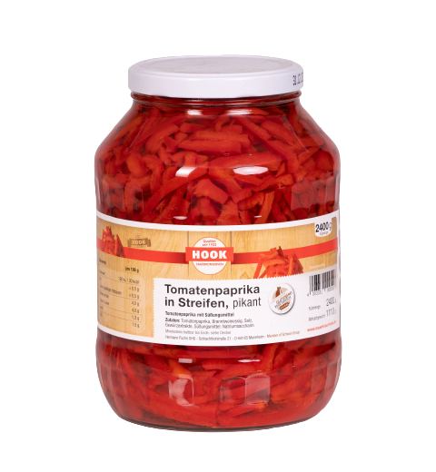 Tomatenpaprika in Streifen, 1110 g Glas